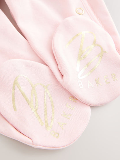 Baker by Ted Baker Pink Born In 2026 Ribbon Bow Sleepsuit