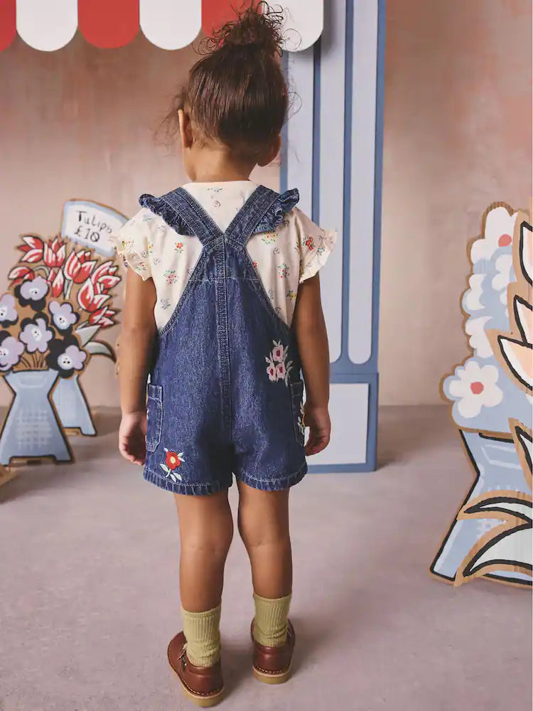 Denim Cath Kidston Floral Dungarees and Top Set (3mths-7yrs)