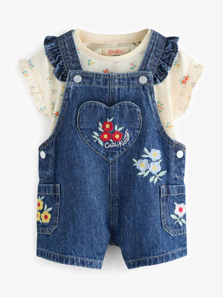 Denim Cath Kidston Floral Dungarees and Top Set (3mths-7yrs)