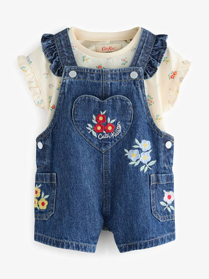 Denim Cath Kidston Floral Dungarees and Top Set (3mths-7yrs)