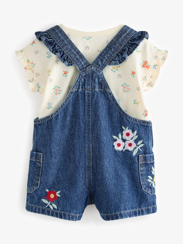 Denim Cath Kidston Floral Dungarees and Top Set (3mths-7yrs)