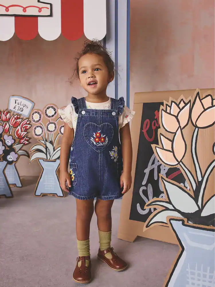 Denim Cath Kidston Floral Dungarees and Top Set (3mths-7yrs)