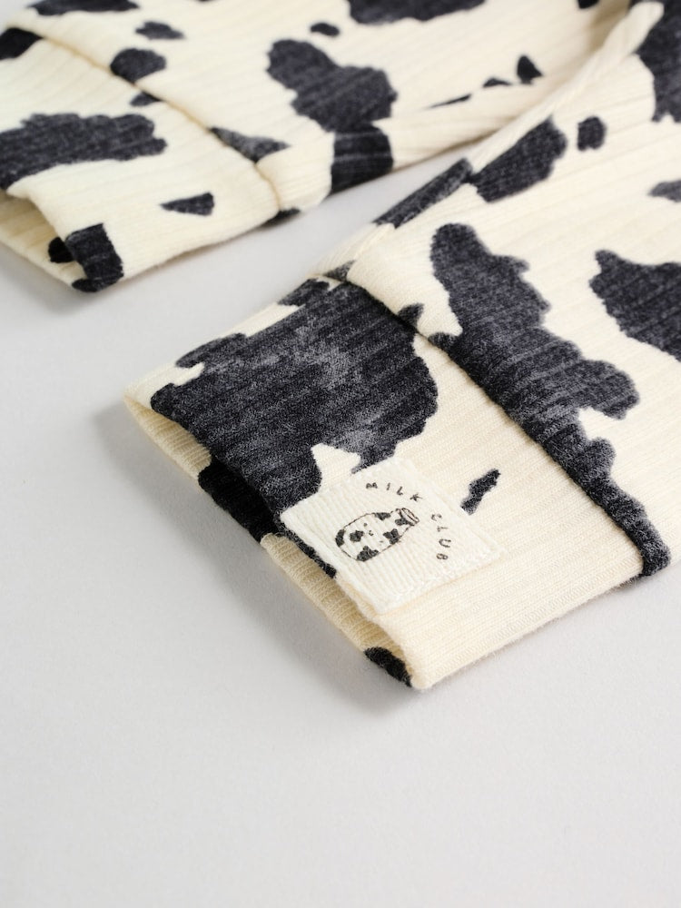 Neutral/Cow Milk Club Printed Sweat and Leggings Baby Set (0mths-2yrs)