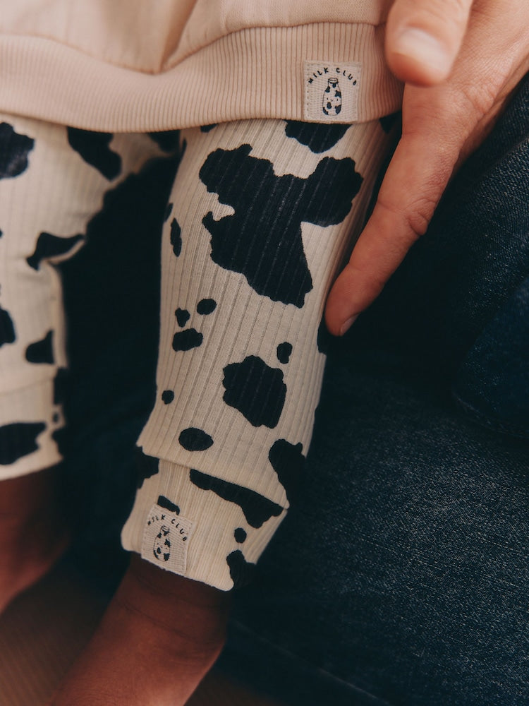 Neutral/Cow Milk Club Printed Sweat and Leggings Baby Set (0mths-2yrs)