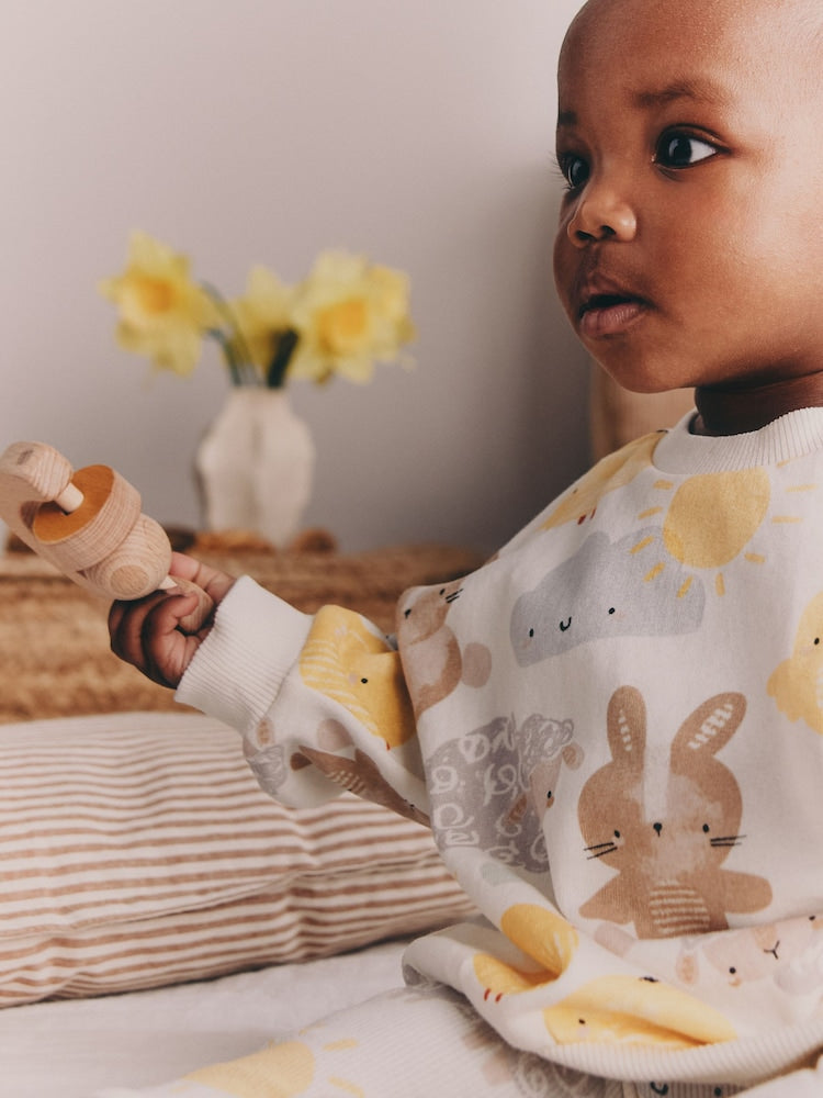 White Bunny Character Print Easter Sweat and Leggings Baby Set (0mths-2yrs)