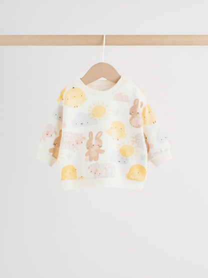 White Bunny Character Print Easter Sweat and Leggings Baby Set (0mths-2yrs)