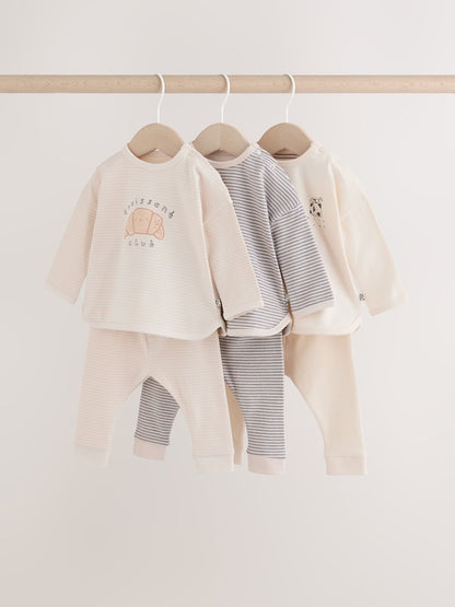 Neutral Brunch Club Baby Top &amp; Leggings Set 6 Piece (0mths-2yrs) - Size Up to 1 Month (56cm)