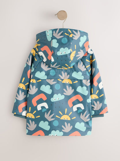 Navy Printed Icon Shower Resistant Coat (3mths-7yrs) - Size 3-6 Months (62-68cm)