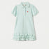 Juniors Heart Embroidered Polo Dress with Frill Detail and Short Sleeves - Green / 12-18 mths