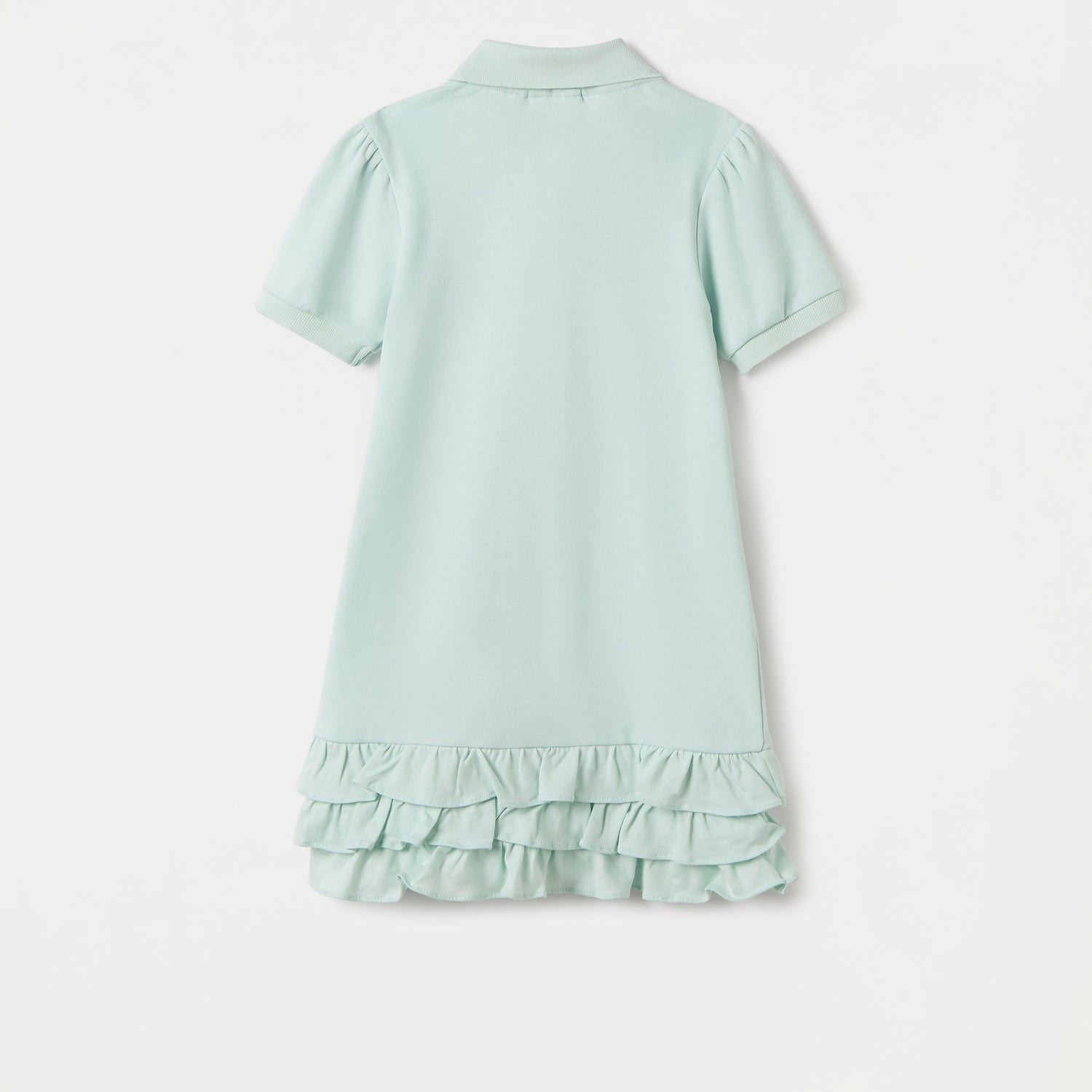 Juniors Heart Embroidered Polo Dress with Frill Detail and Short Sleeves