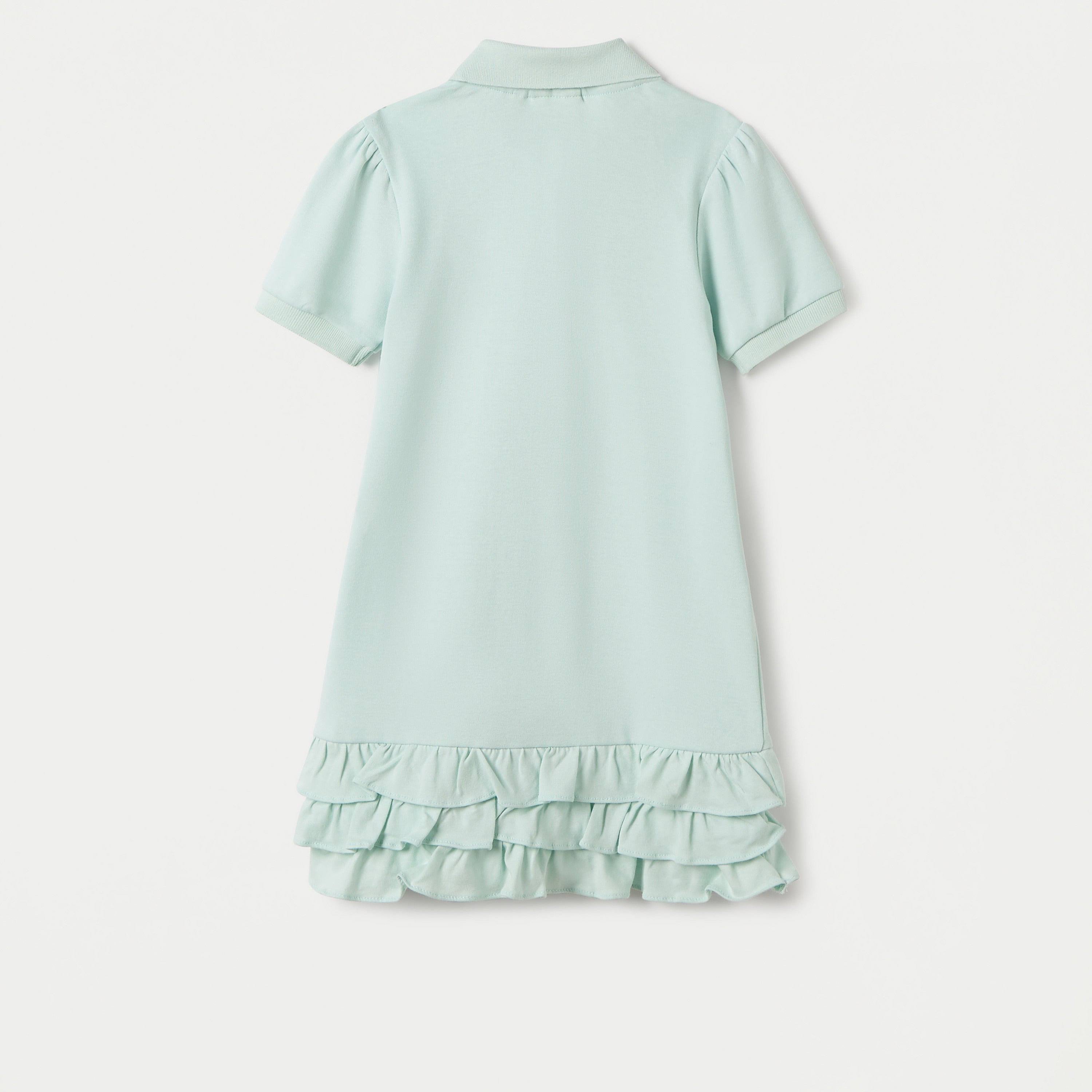 Juniors Heart Embroidered Polo Dress with Frill Detail and Short Sleeves