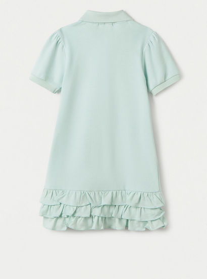Juniors Heart Embroidered Polo Dress with Frill Detail and Short Sleeves-baby-girls-clothing-dressesandjumpsuits-image-2