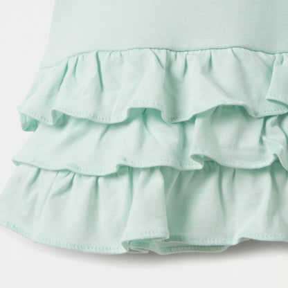 Juniors Heart Embroidered Polo Dress with Frill Detail and Short Sleeves