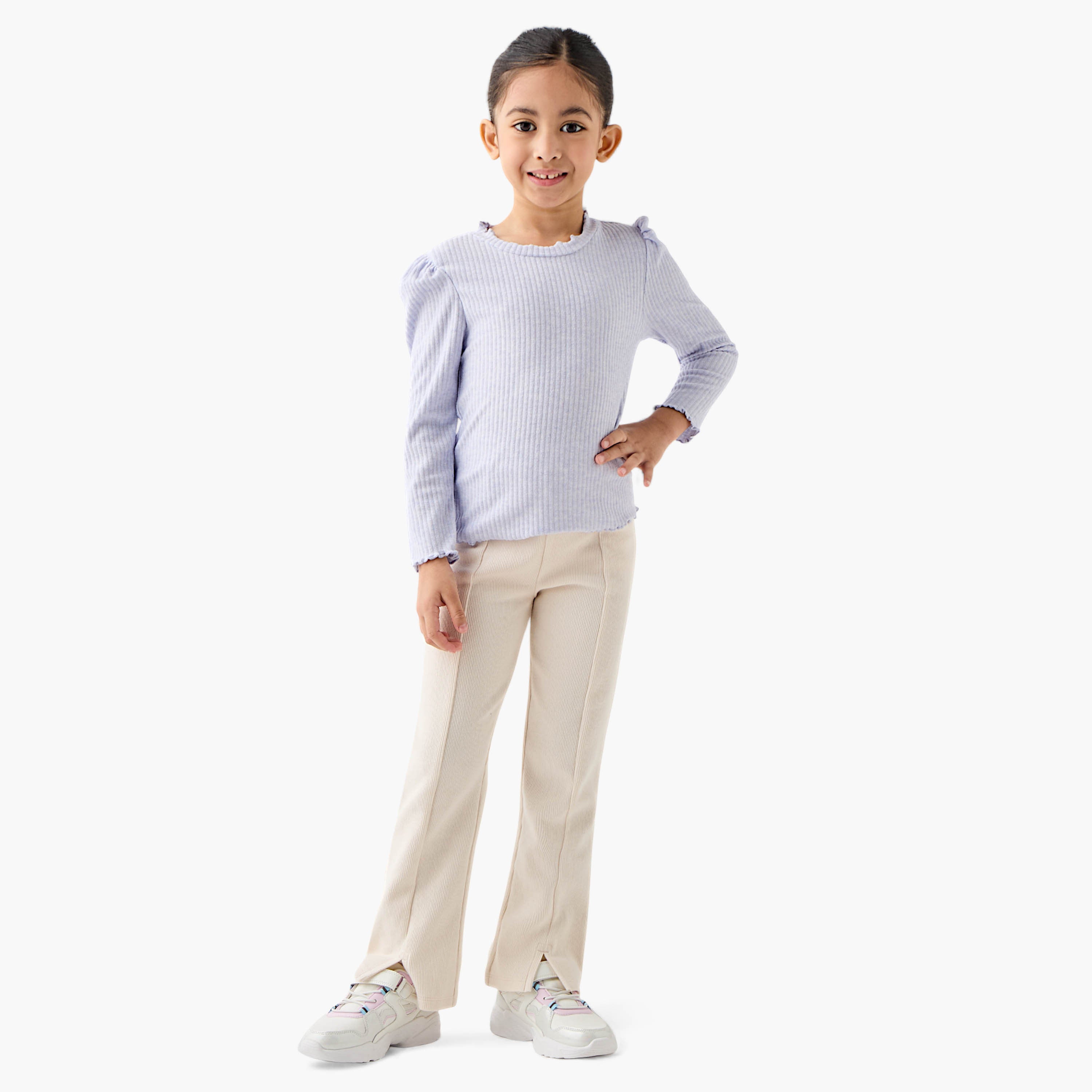 Juniors Ribbed T-shirt with Long Sleeves - Set of 2