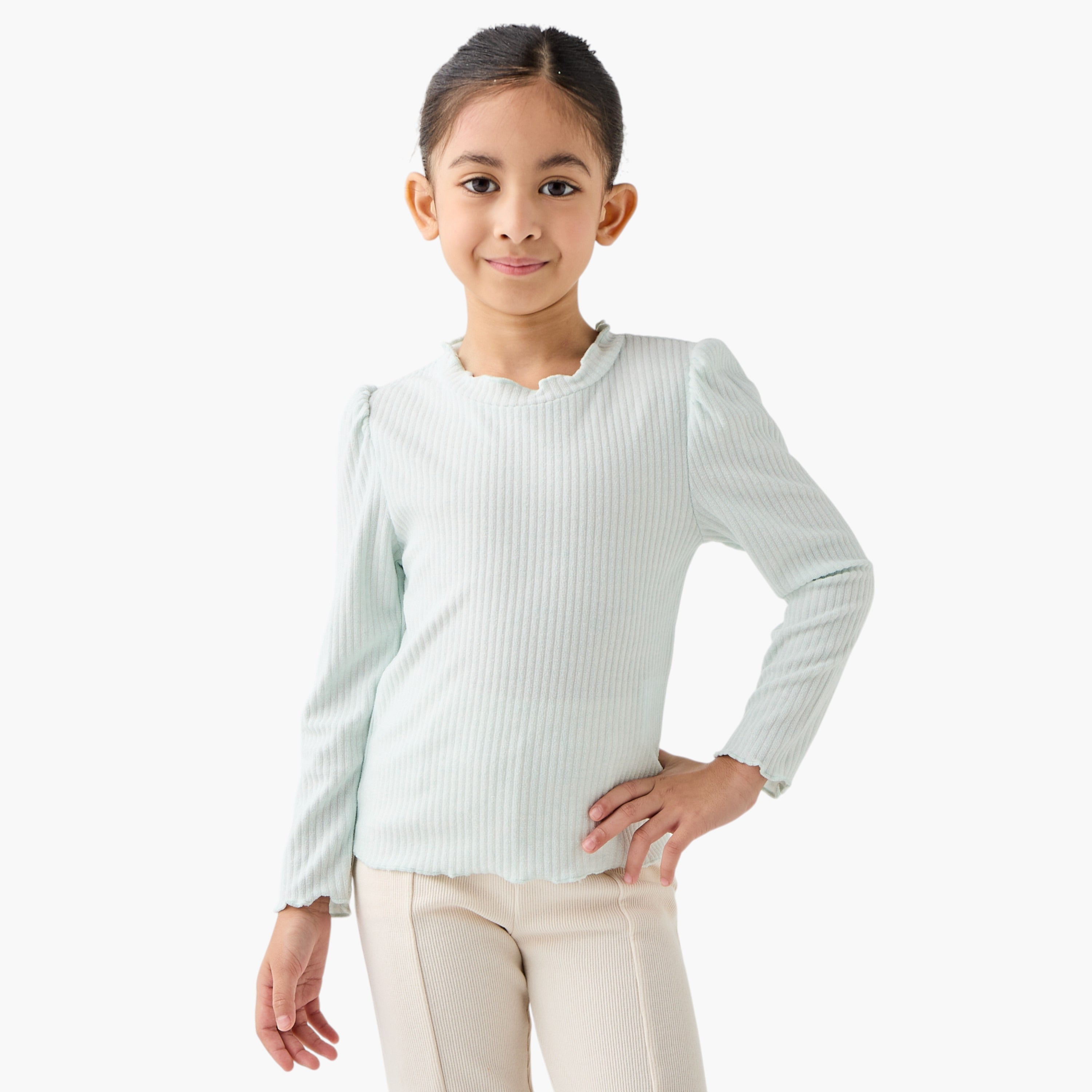 Juniors Ribbed T-shirt with Long Sleeves - Set of 2