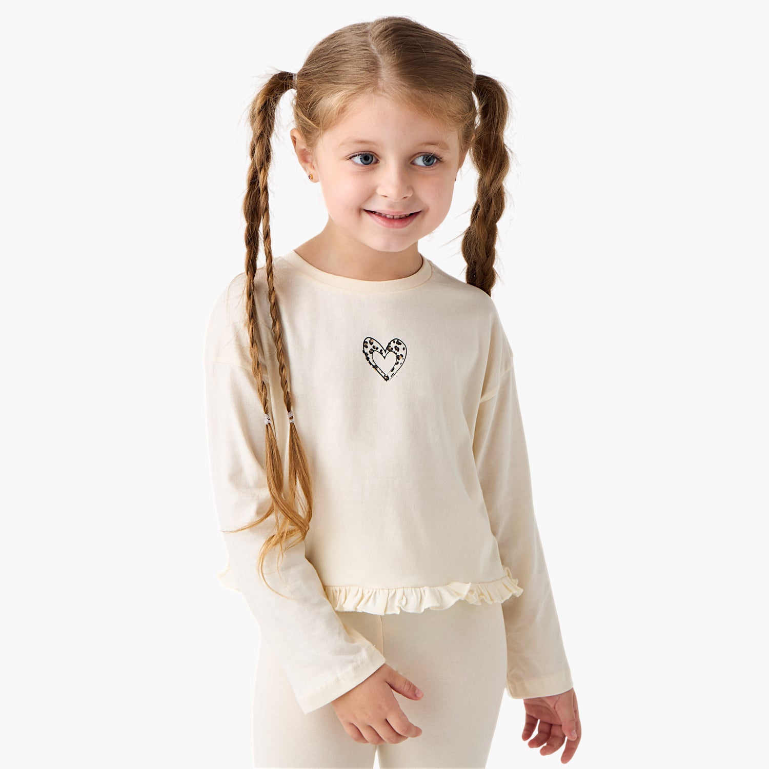 Juniors Printed T-shirt with Crew Neck and Long Sleeves - Set of 2