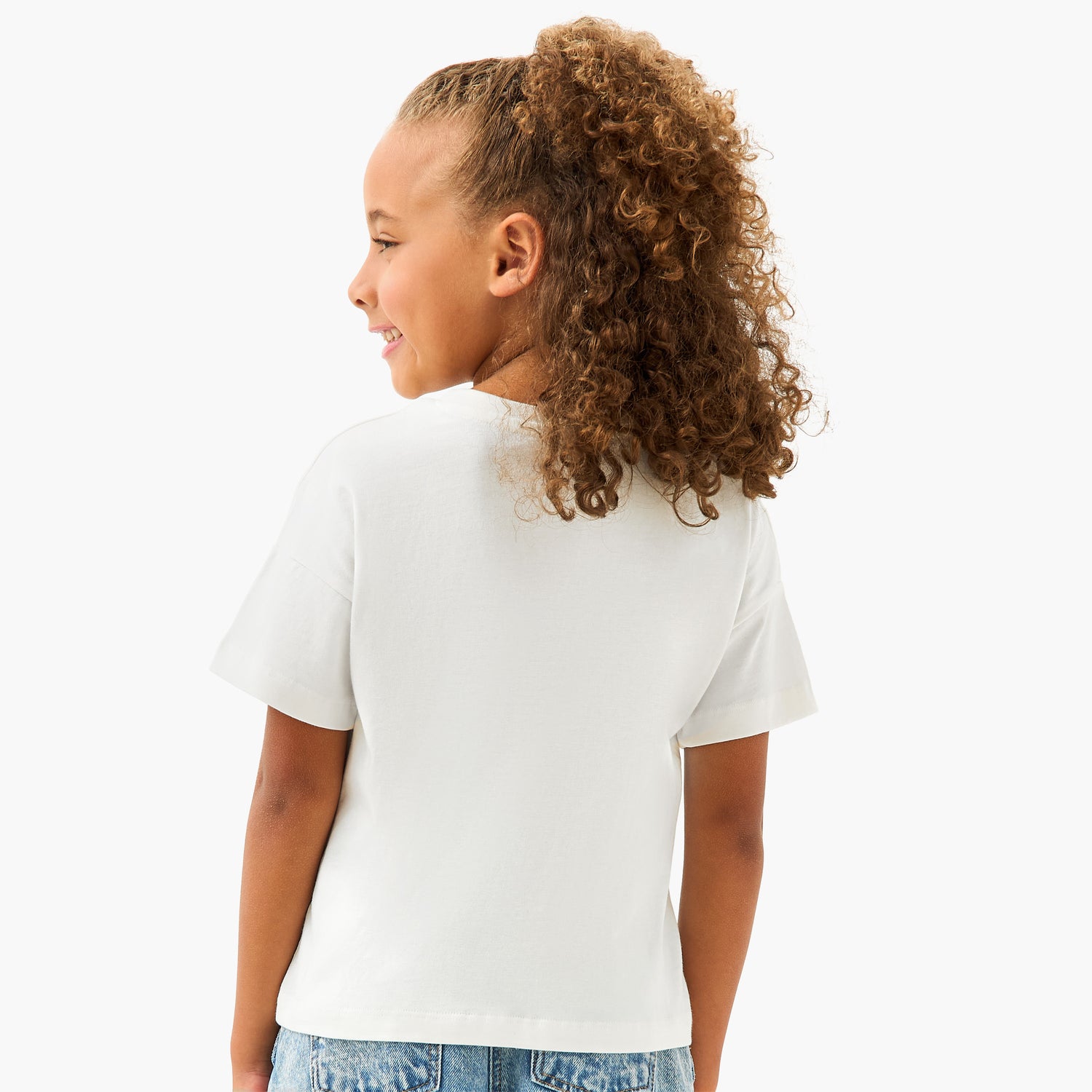 Juniors Crew Neck Short Sleeves T-shirt with Cat Print