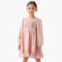 Eligo Floral Embroidered Dress with Long Sleeves and Ruffled Hem - Pink / 5-6 yrs