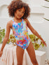 Blue Swirl Double Strap Swimsuit (3-16yrs) - Size 3 Years (98cm) - Blue Swirl Double Strap