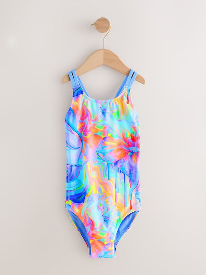 Blue Swirl Double Strap Swimsuit (3-16yrs) - Size 3 Years (98cm)