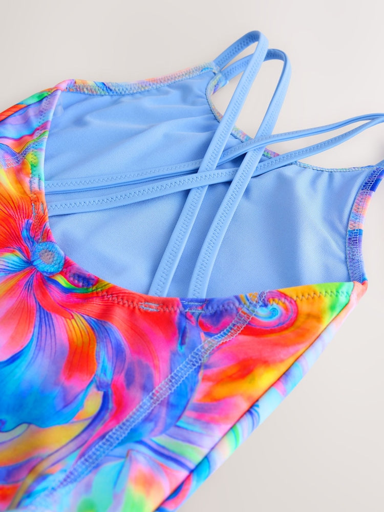 Blue Swirl Double Strap Swimsuit (3-16yrs) - Size 3 Years (98cm)