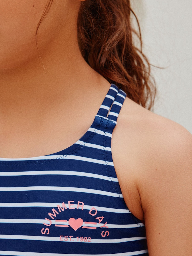 Navy Stripe Double Strap Swimsuit (3-16yrs) - Size 3 Years (98cm)