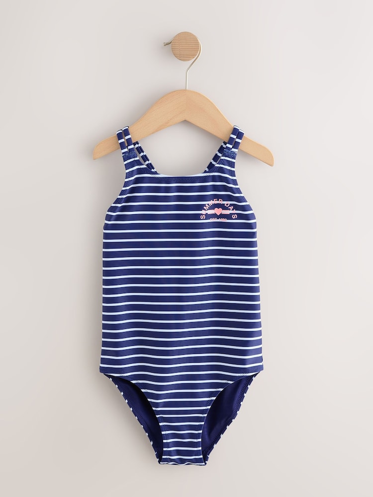 Navy Stripe Double Strap Swimsuit (3-16yrs) - Size 3 Years (98cm)