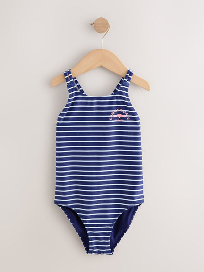 Navy Stripe Double Strap Swimsuit (3-16yrs) - Size 3 Years (98cm)