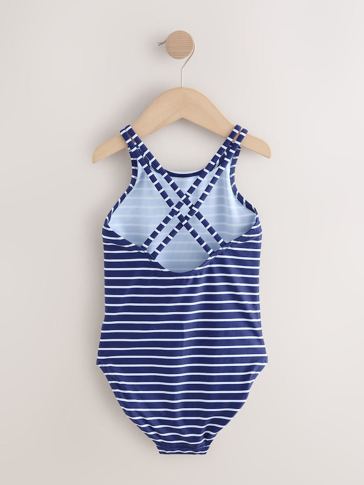 Navy Stripe Double Strap Swimsuit (3-16yrs) - Size 3 Years (98cm)
