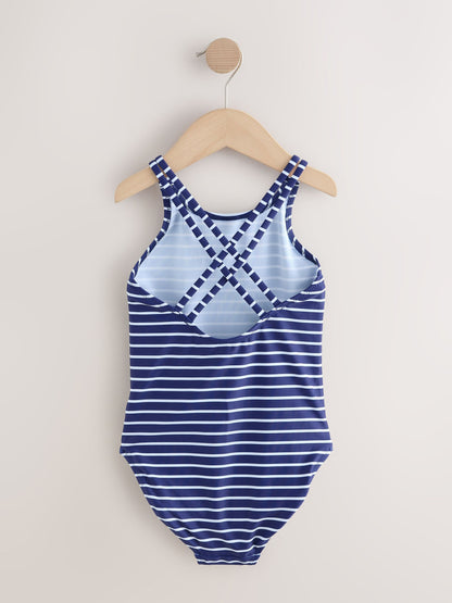 Navy Stripe Double Strap Swimsuit (3-16yrs) - Size 3 Years (98cm)