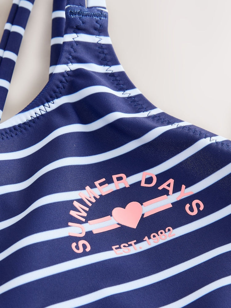 Navy Stripe Double Strap Swimsuit (3-16yrs) - Size 3 Years (98cm)