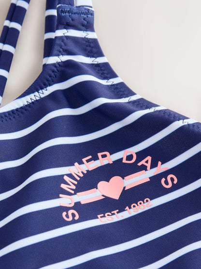 Navy Stripe Double Strap Swimsuit (3-16yrs) - Size 3 Years (98cm)