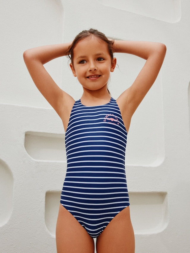 Navy Stripe Double Strap Swimsuit (3-16yrs) - Size 3 Years (98cm)