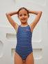 Navy Stripe Double Strap Swimsuit (3-16yrs) - Size 3 Years (98cm) - Default 1