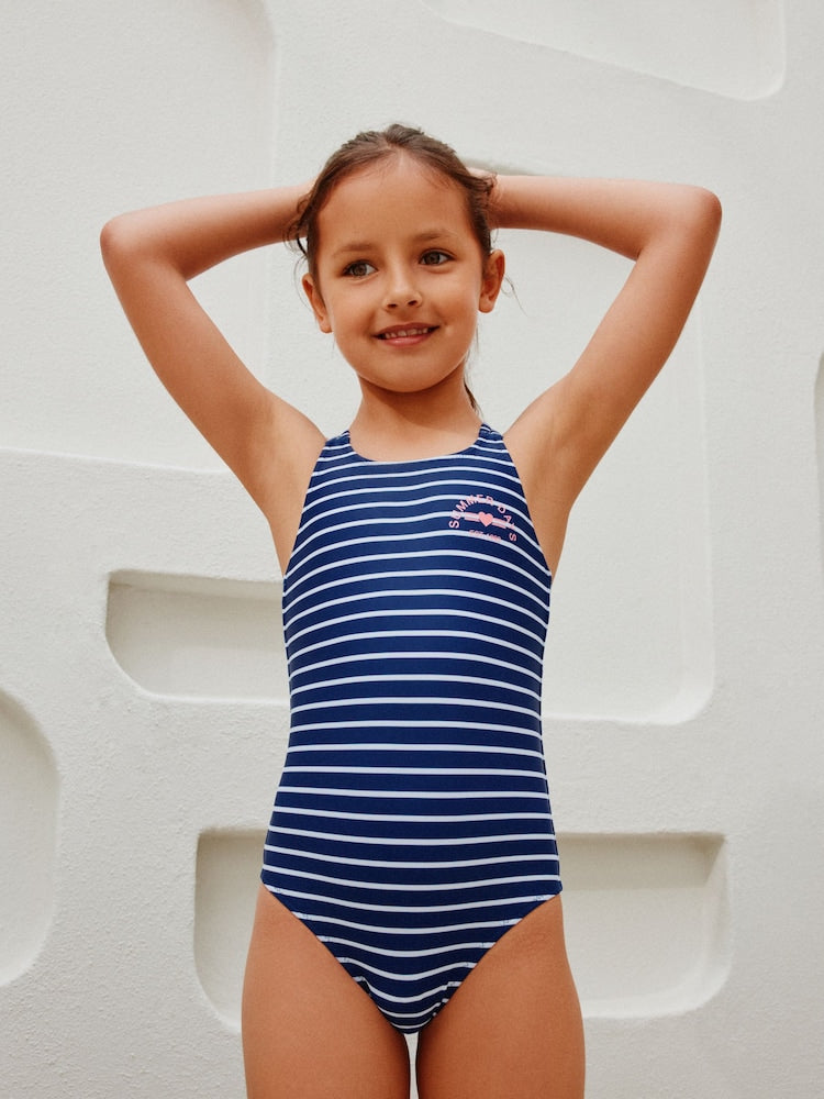 Navy Stripe Double Strap Swimsuit (3-16yrs) - Size 3 Years (98cm)
