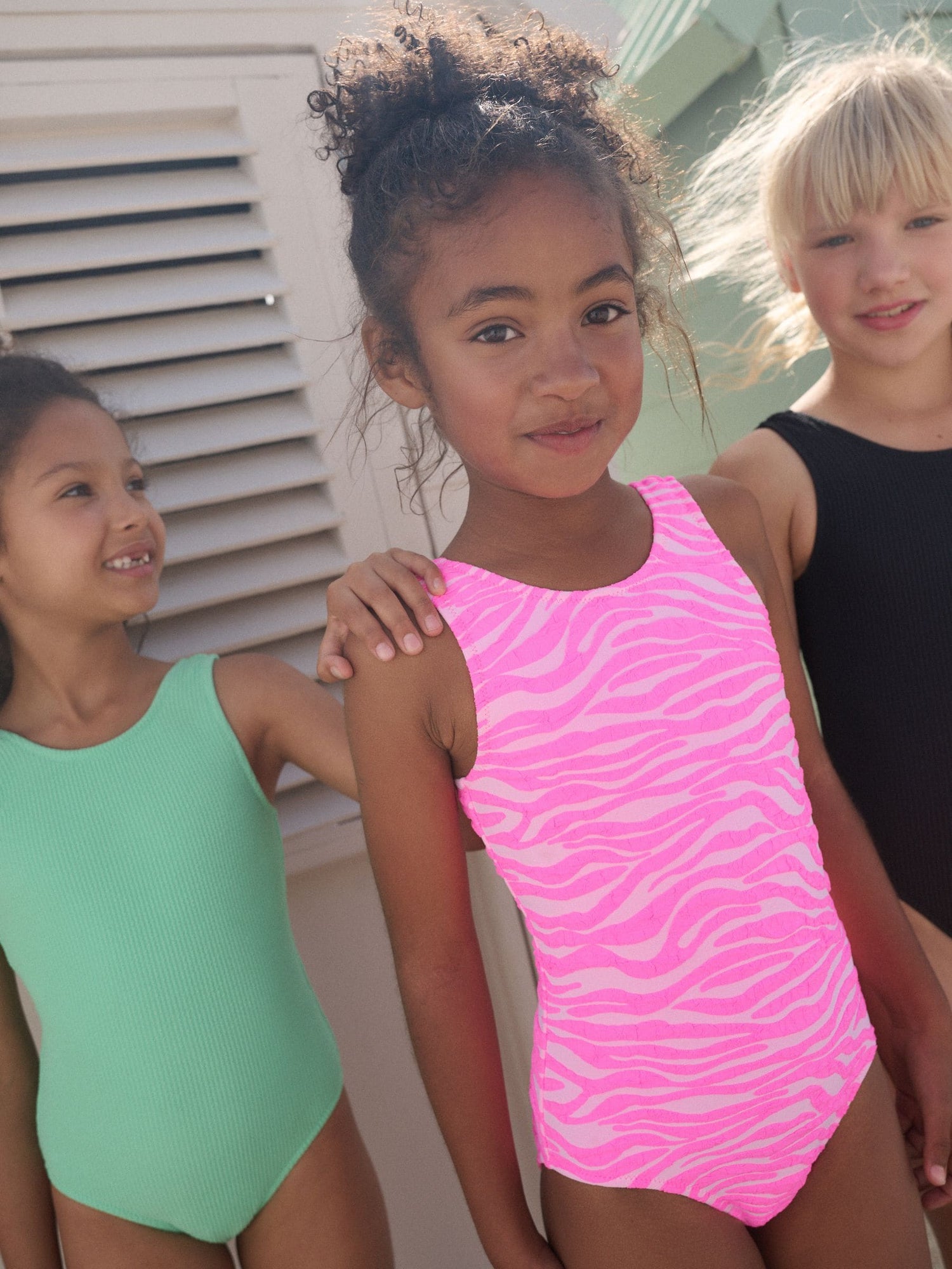 Pink Zebra Crinkle Swimsuit (3-16yrs) - Size 3 Years (98cm)