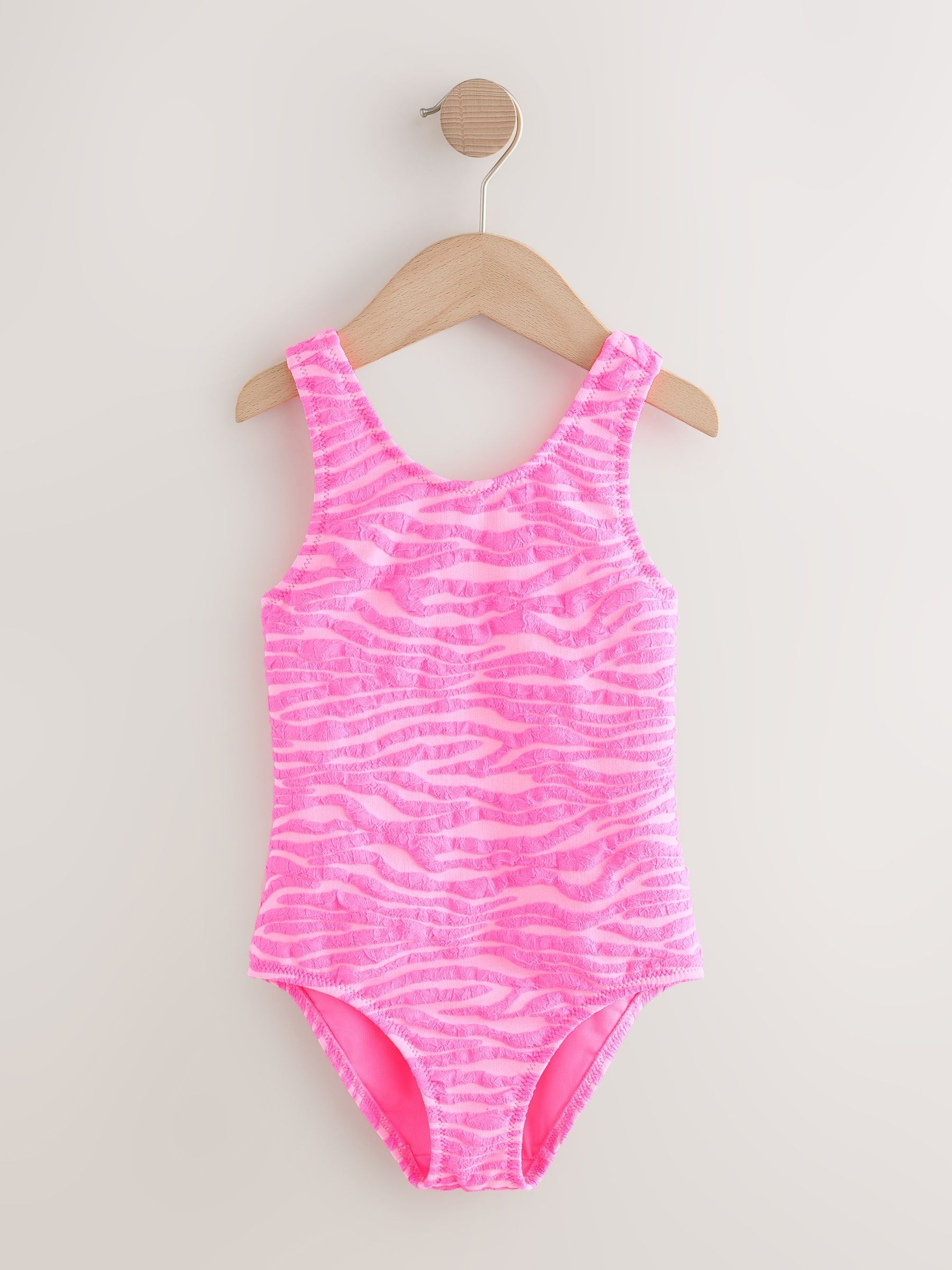 Pink Zebra Crinkle Swimsuit (3-16yrs) - Size 3 Years (98cm)
