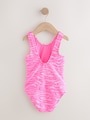 Pink Zebra Crinkle Swimsuit (3-16yrs) - Size 3 Years (98cm)
