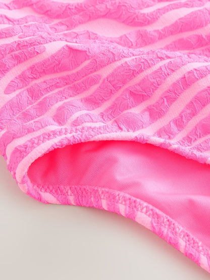 Pink Zebra Crinkle Swimsuit (3-16yrs) - Size 3 Years (98cm)