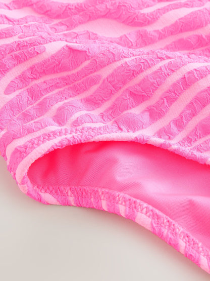 Pink Zebra Crinkle Swimsuit (3-16yrs) - Size 3 Years (98cm)
