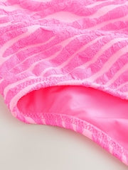 Pink Zebra Crinkle Swimsuit (3-16yrs) - Size 3 Years (98cm)