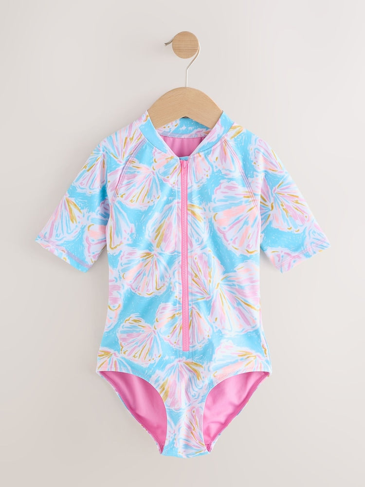 Blue Shell Short Sleeved Sunsafe Swimsuit (3mths-16yrs) - Size 3-6 Months (62-68cm)