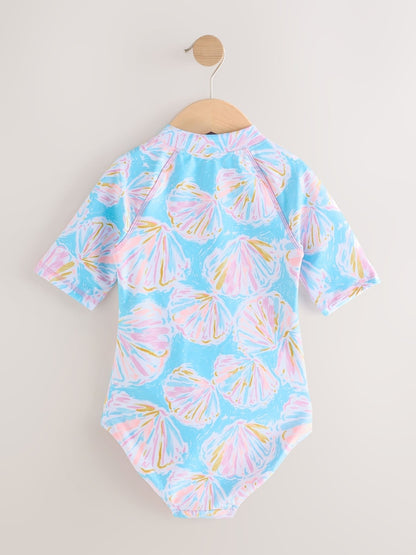 Blue Shell Short Sleeved Sunsafe Swimsuit (3mths-16yrs) - Size 3-6 Months (62-68cm)