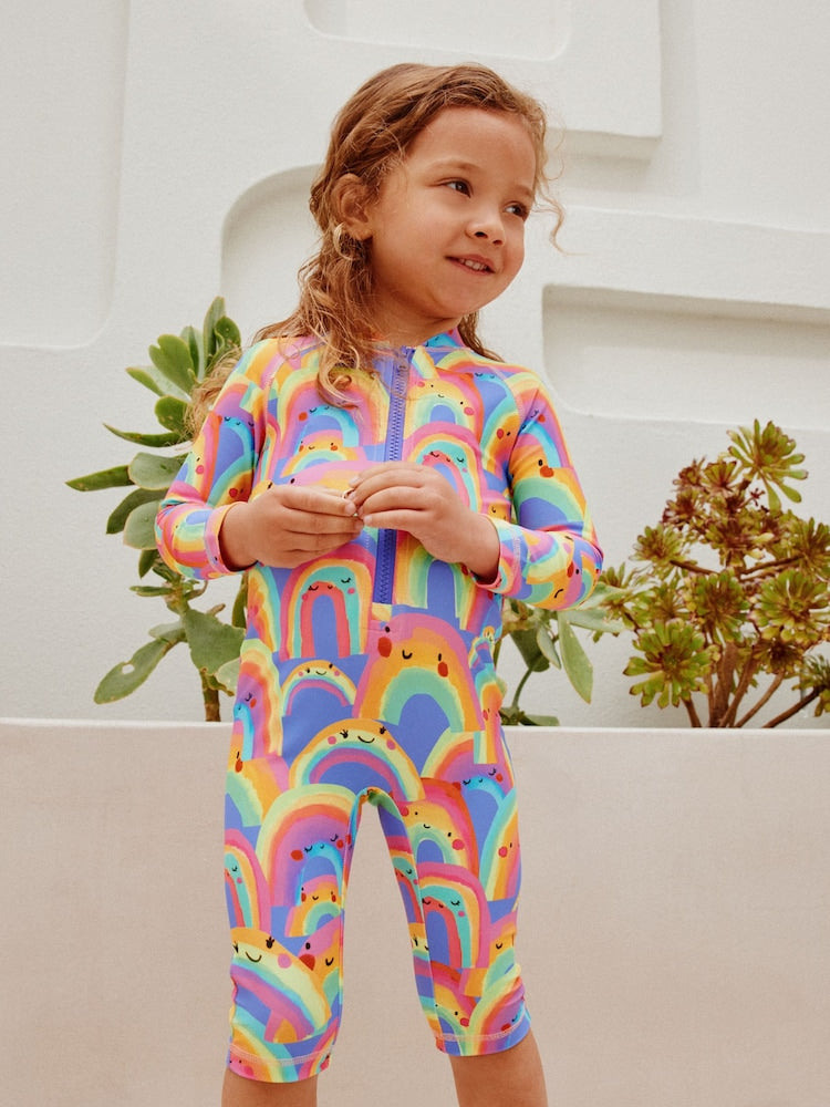 Purple Rainbow Long Leg Sunsafe Swimsuit (3mths-7yrs) - Size 3-6 Months (62-68cm) - Purple Rainbow Long Leg Sunsafe