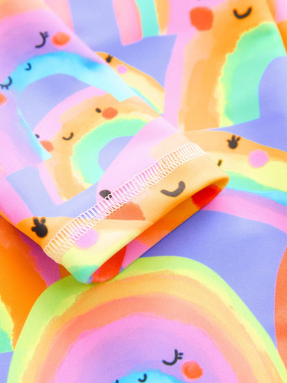 Purple Rainbow Long Leg Sunsafe Swimsuit (3mths-7yrs) - Size 3-6 Months (62-68cm)
