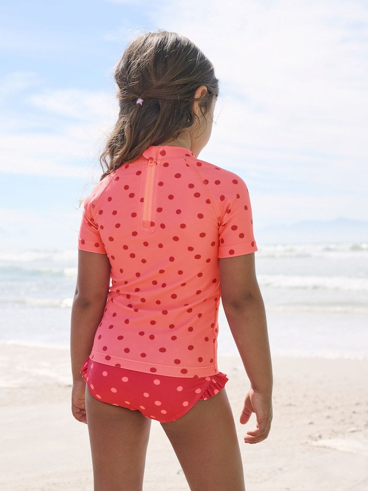 Pink/ Red Cherry Short Sleeved Sunsafe Swim Set (3mths-10yrs) - Size 3-6 Months (62-68cm)