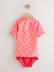 Pink/ Red Cherry Short Sleeved Sunsafe Swim Set (3mths-10yrs) - Size 3-6 Months (62-68cm)