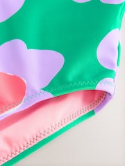 Green Stampy Floral Swimsuit (3mths-10yrs) - Size 3-6 Months (62-68cm)