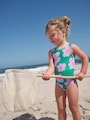 Green Stampy Floral Swimsuit (3mths-10yrs) - Size 3-6 Months (62-68cm)