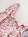 Coral Pink Ditsy Floral Lettuce Edge Swimsuit (3mths-7yrs) - Size 3-6 Months (62-68cm)